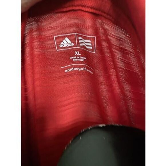 Adidas Climalite Men's Size X-Large Polo Shirt Golf Short Sleeve Red Striped - Picture 3 of 6